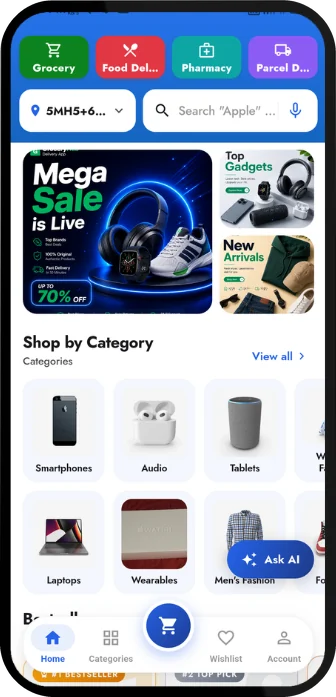 eCommerce — customer app home screen