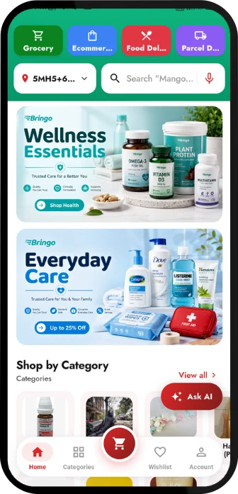 Pharmacy — customer app home screen