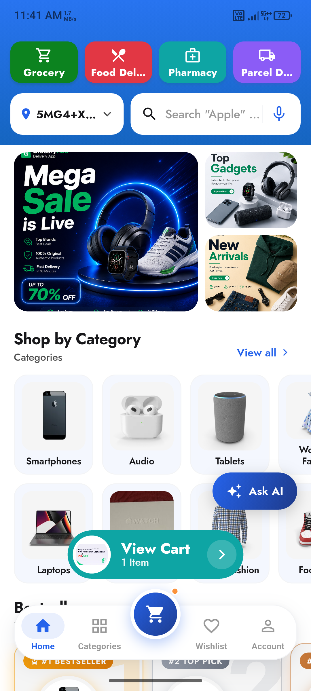 eCommerce in the customer app